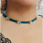 Leather Choker with Flowers